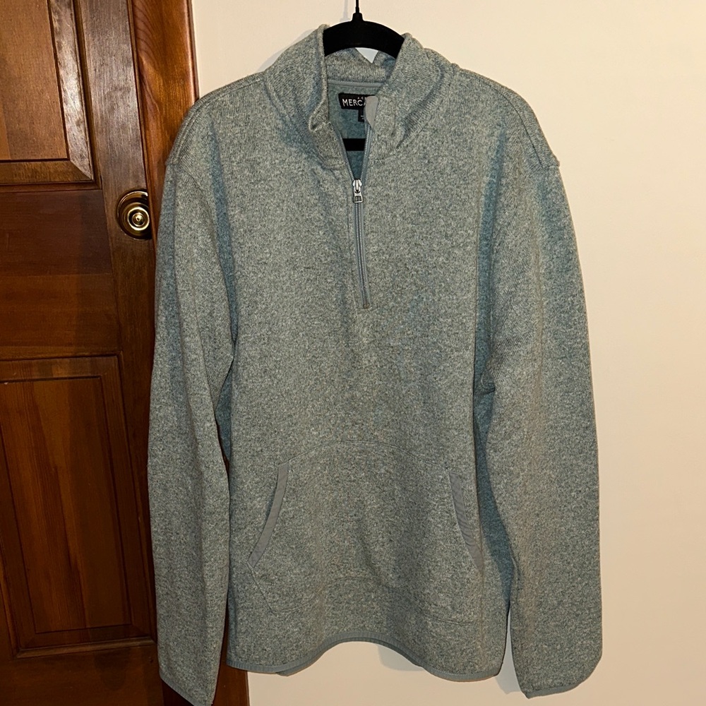 J. Crew Men's Heather Blue/Gray Zip-Up Sweater